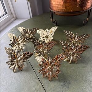 Gold Tone Butterfly Floral Napkin Rings